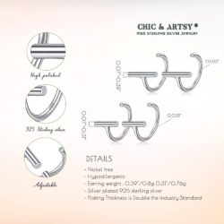 CHIC & ARTSY Half Hoops Earrings 925 Sterling Silver Small Huggie Hoop Earrings Ball, Bar, Star, Moon, Heart, Cross, Dot, Triangle Half Hoops Cartilage Piercing Earrings Tiny Hoop Stud Earrings - High Polished Hug Hoop Earrings for Women - Image 5