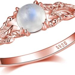 Angol Genuine Moonstone Ring Sterling Silver for Women Rainbow Moonstone Thumb Ring Minimalist Statement Band Finger Ring Dainty Trendy with Box