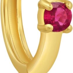 Solid 14k Gold Small 11mm Mini Huggie Hoops with Natural Ruby and Sapphire Gemstones, Available in Single Hoop OR Pair by MAX + STONE