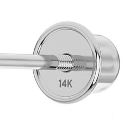 Solid 14K White Gold Round Solitaire Simulated-Birthstone Minimalist Stud Earring with Comfort Screw Backing