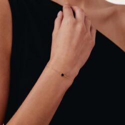 14k Solid Gold Heart Bracelet | 14k Yellow Gold Mini Heart Chain Bracelets for Women | Red, Navy Blue with Diamond Bracelet | Women's 14k Gold Jewelry | Gift for Christmas, Adjustable 6" to 7" - Image 3