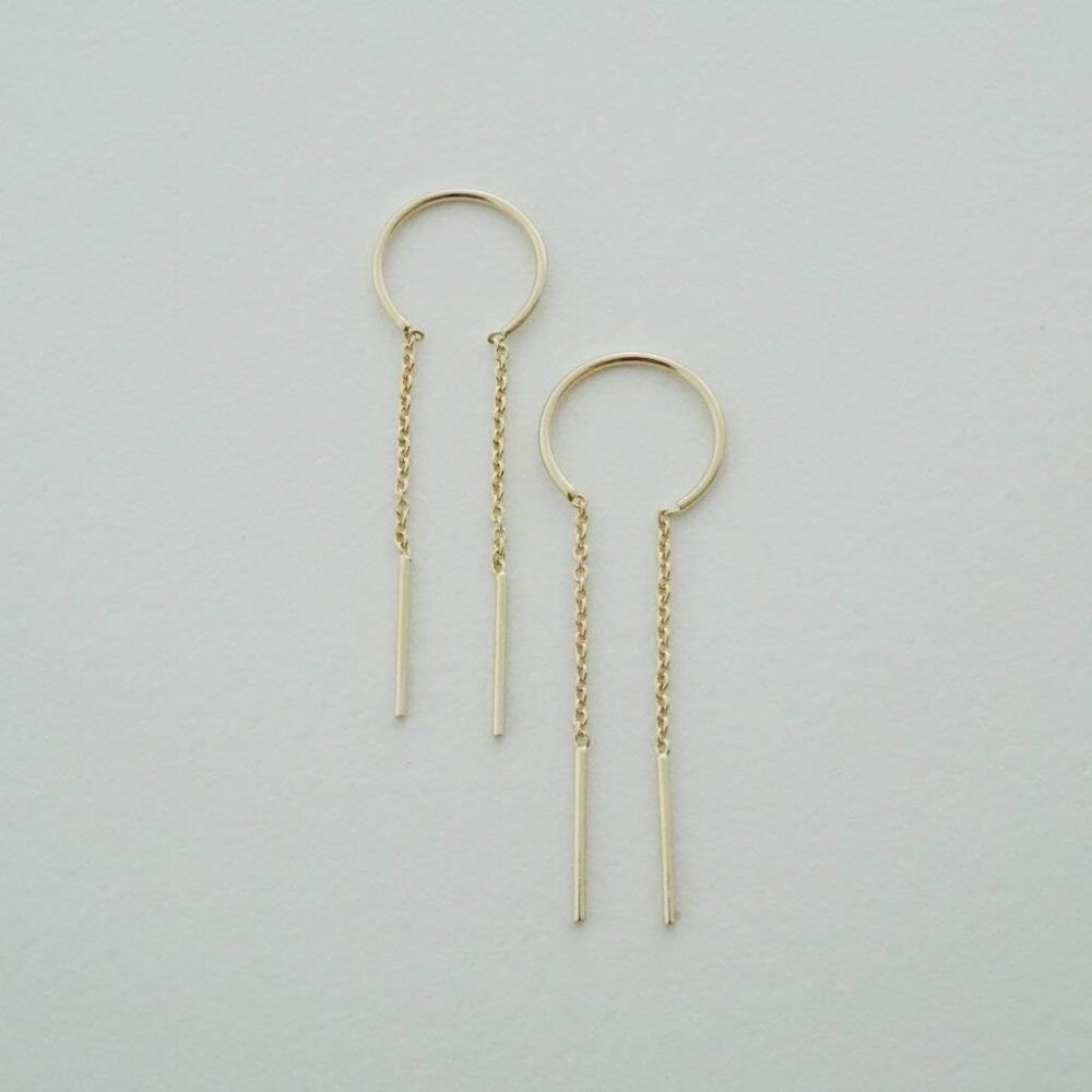 HONEYCAT Threader Drop Bar Chain Earrings in Gold, Rose Gold, or Silver | Minimalist, Delicate Jewelry - Image 3