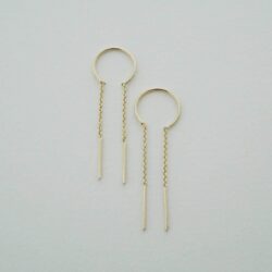 HONEYCAT Threader Drop Bar Chain Earrings in Gold, Rose Gold, or Silver | Minimalist, Delicate Jewelry - Image 3