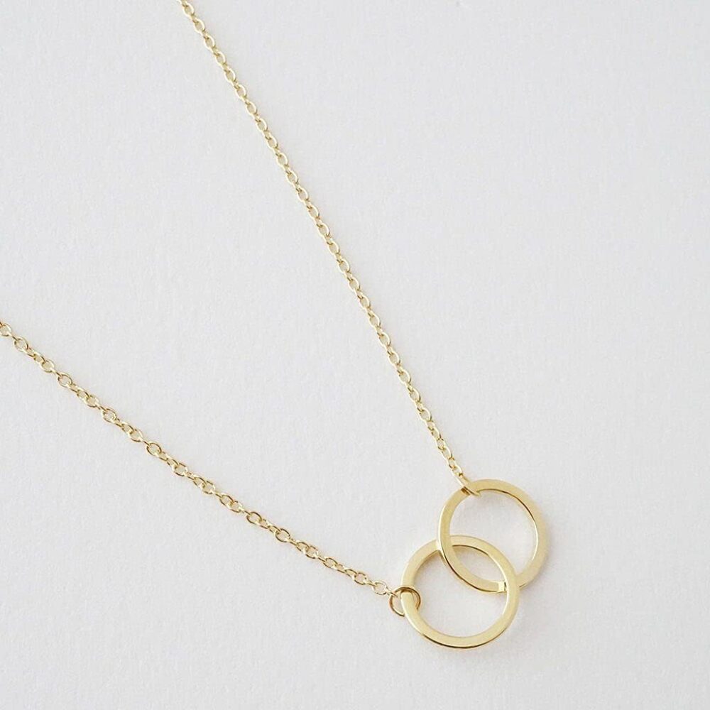 HONEYCAT Harmony Interlocking Circle Necklace in Gold, Rose Gold, or Silver | Delicate Jewelry - Image 4