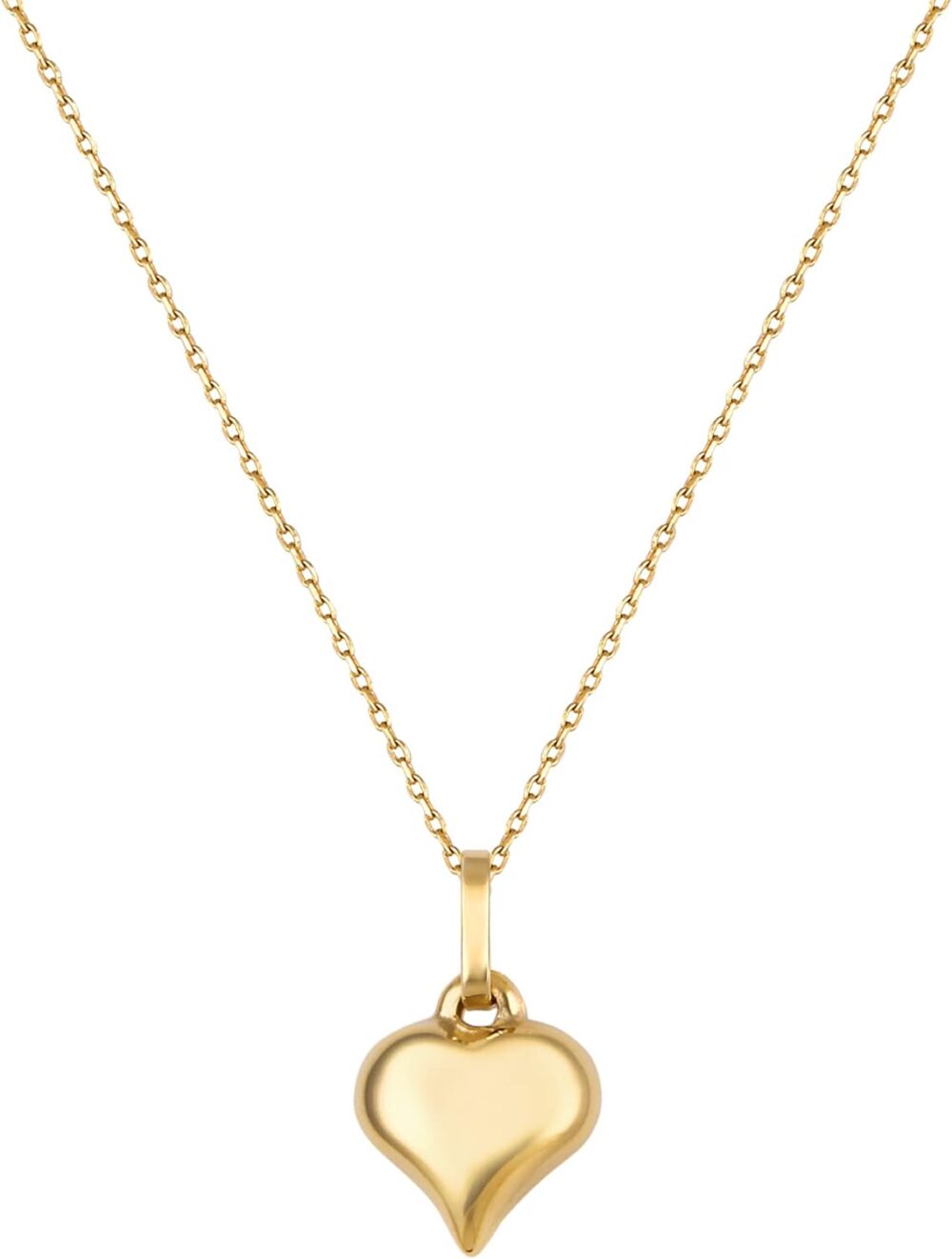 SOPHOS JEWELRY 10K Solid Yellow Gold Pendant Necklace with 18" Real Gold Chain, Dainty Jewellery for Women