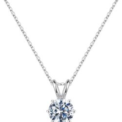 S925 Sterling Silver Necklaces for Women, Dainty Simulated Diamond Necklace Solitaire Minimalist Necklace Brilliant Cubic Zirconia Necklace Valentine's Day Gifts for Girls Wife Girlfriend Daughter Jewelry Gifts