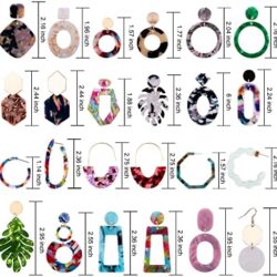 Duufin 24 Pairs Acrylic Earrings Resin Drop Dangle Earring Hoop Statement Earrings Polygonal Bohemian Fashion Jewelry Earrings for Women - Image 15