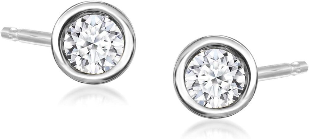 Ross-Simons 0.10 ct. t.w. Bezel-Set Lab-Grown Diamond Stud Earrings in Sterling Silver
