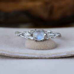 Angol Genuine Moonstone Ring Sterling Silver for Women Rainbow Moonstone Thumb Ring Minimalist Statement Band Finger Ring Dainty Trendy with Box - Image 4
