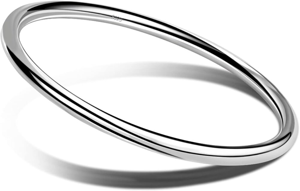 Fashion Smooth Moments Charm 925 Sterling Silver Bracelet Minimalist DIY Women 4MM Bangle Diameter 60-65 MM Jewelry Gift