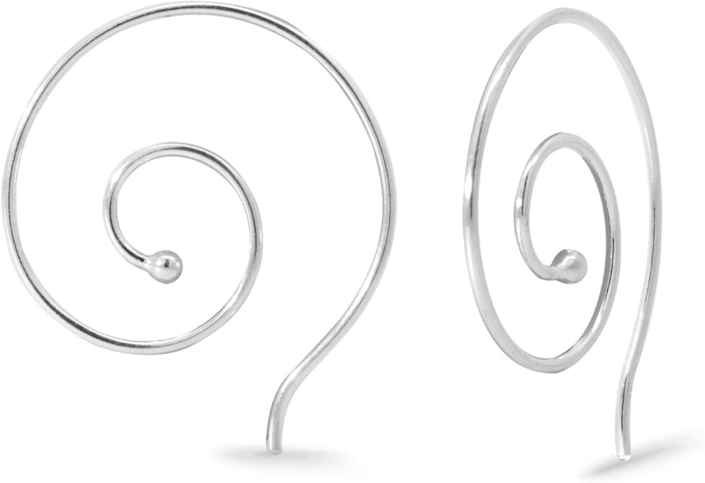 Boma Jewelry Sterling Silver Spiral Pull Through Hoop Earrings