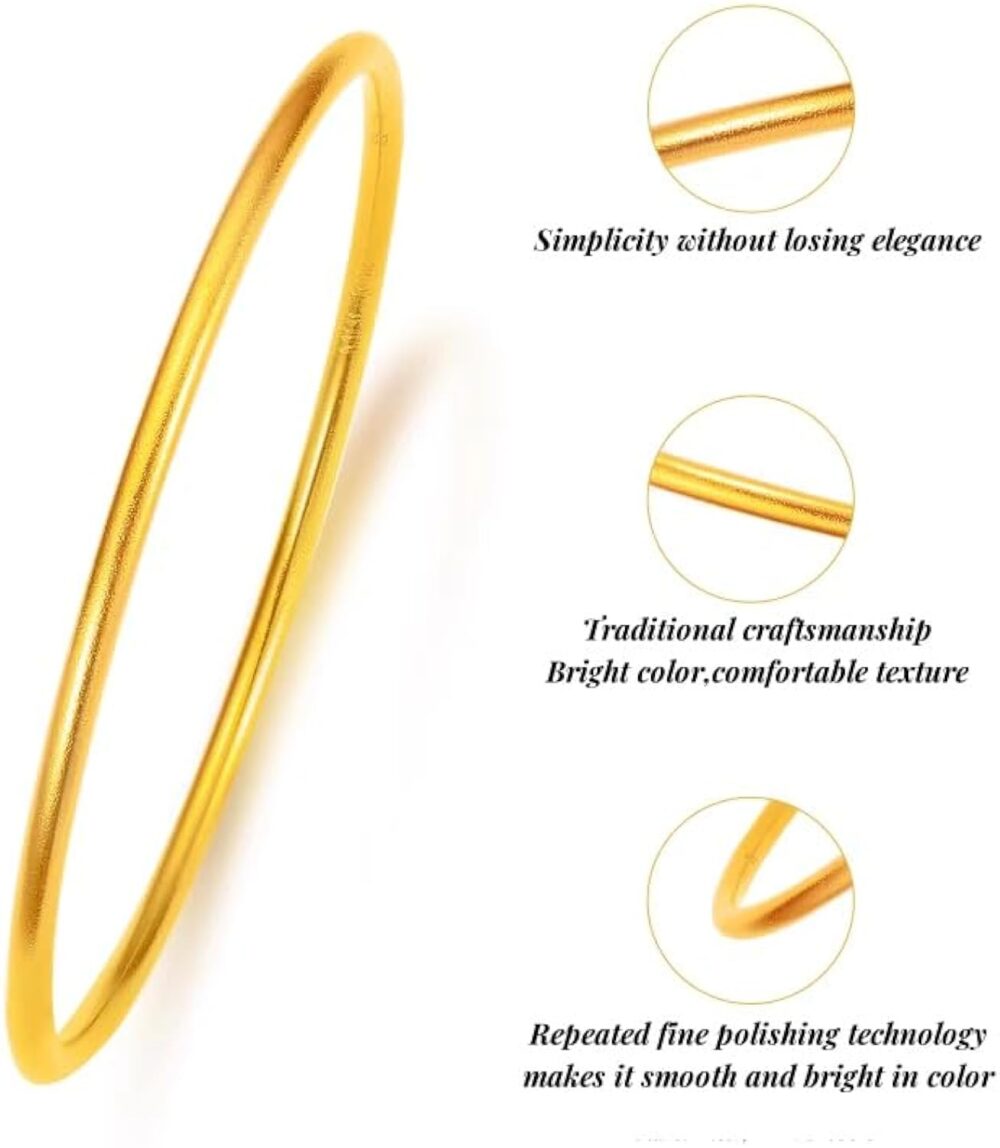 Obiyos Gold Bangles for Women-14K Gold Plated,Round Bangle,Gold Bracelets Stackable,Solid Plain Polished Bangles Special Gifts 14K Gold Plated Bangles for Women - Image 7