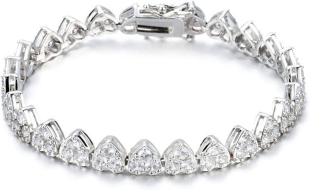 18K Gold Plated Cubic Zirconia Heart Tennis Bracelet