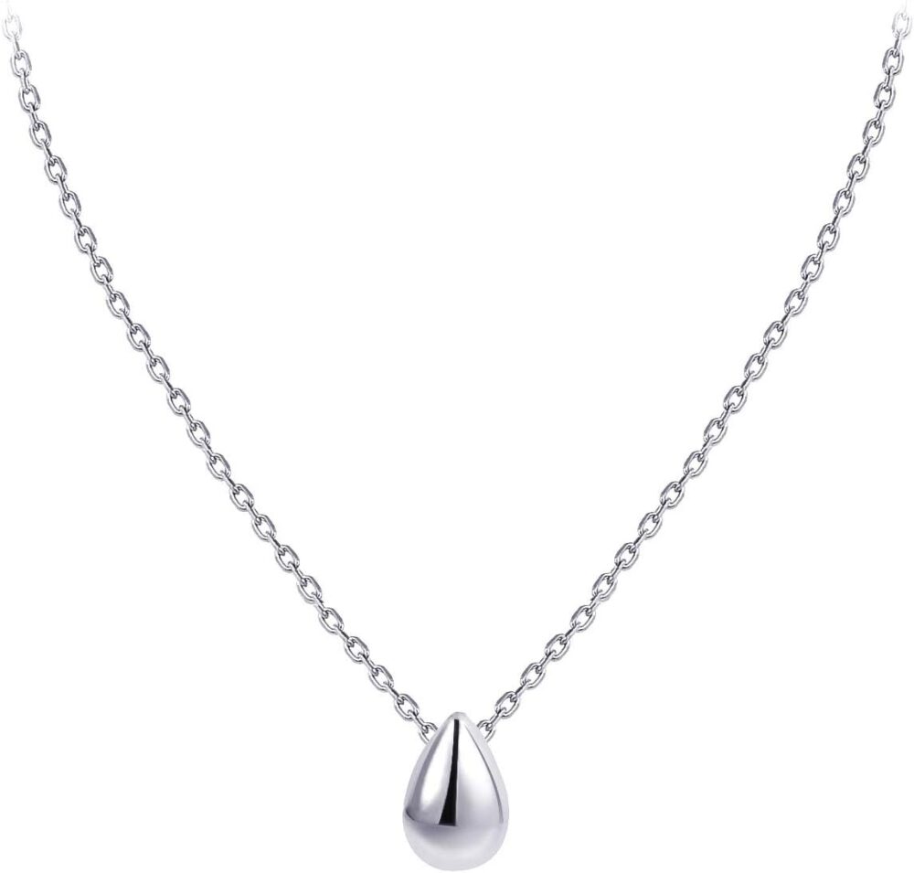 Fonsalette Dainty Teardrop Necklace for Women Sterling Silver Teardrop Earrings for Women Teengirls Layered Necklace Minimalist Sterling Silver Choker Necklaces