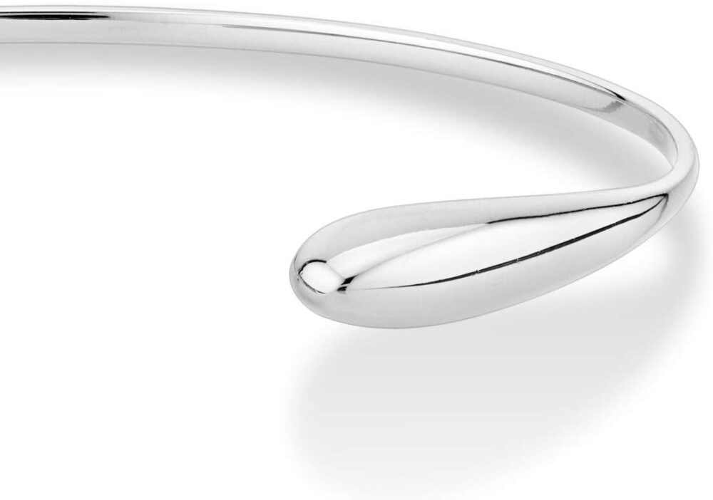 Miabella 925 Sterling Silver or 18Kt Gold Over Silver Italian Thin Adjustable Organic Teardrop Open Cuff Bangle Bracelet for Women Handmade in Italy - Image 4