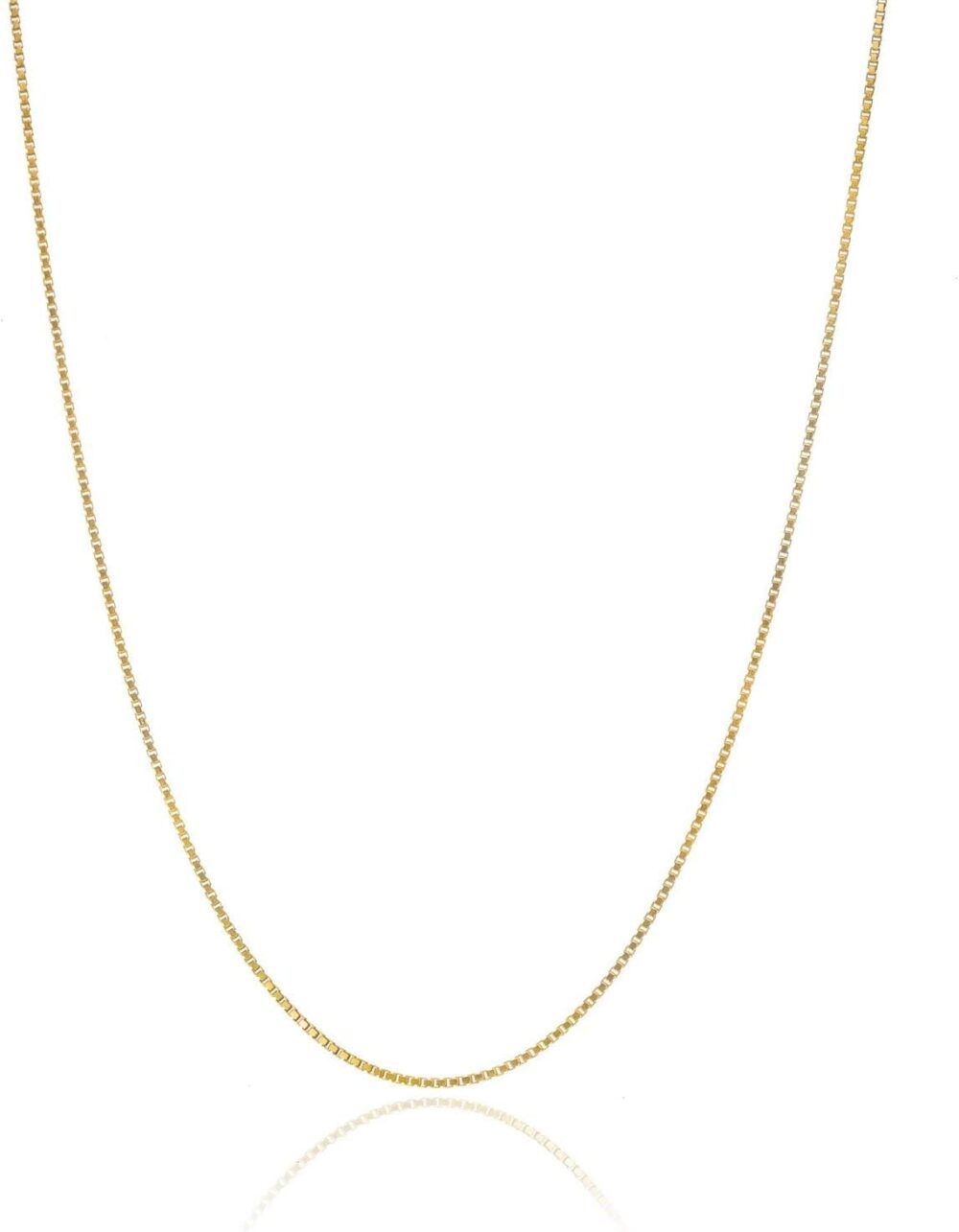 Bling For Your Buck 18K Gold over Sterling Silver .8mm Thin Italian Box Chain Necklace for Women and Men, Sizes 14" - 40"