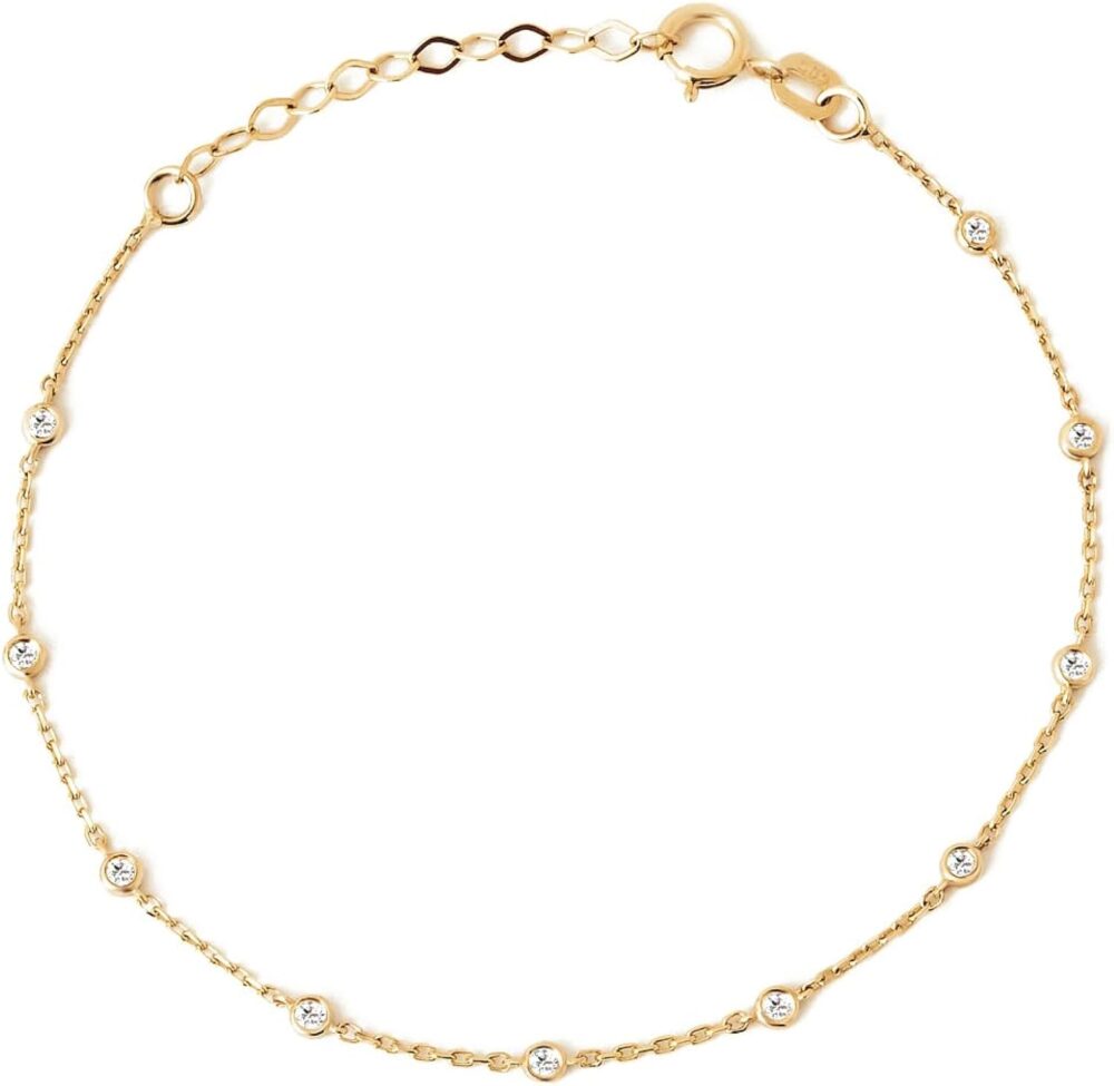 GELIN Diamond Bezel Station Bracelet in 14K Solid Gold