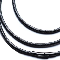 IOYYIO Flexible Waterproof Braided Leather Necklace Cord Chain for Men Women, 2MM/3MM Rope Chain for Pendant 16" 18" 20" 22" 24" 26" 28" 30" 32" (Gift Box)