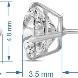 Jewelili 10K Yellow or White Gold 5 MM (1 Cttw), 6 MM (1.5 Cttw), 6.5 MM (2.0 Cttw) or 7 MM (2.5 Cttw) Round Cut White Cubic Zirconia Solitaire Stud Earrings - Image 3
