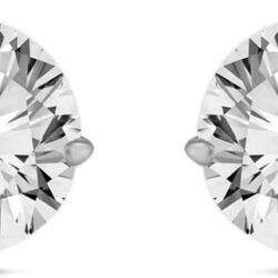 Jewelili 10K Yellow or White Gold 5 MM (1 Cttw), 6 MM (1.5 Cttw), 6.5 MM (2.0 Cttw) or 7 MM (2.5 Cttw) Round Cut White Cubic Zirconia Solitaire Stud Earrings
