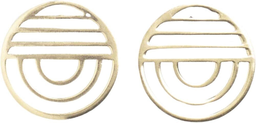 INK+ALLOY Geometric Circle Statement Earrings for Women, Coco Brass Metal Summer Boho Post Earrings, Hypoallergenic Handmade Jewelry for the Modern Bohemian, 1-Inch L (Gold)