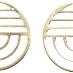 INK+ALLOY Geometric Circle Statement Earrings for Women, Coco Brass Metal Summer Boho Post Earrings, Hypoallergenic Handmade Jewelry for the Modern Bohemian, 1-Inch L (Gold)