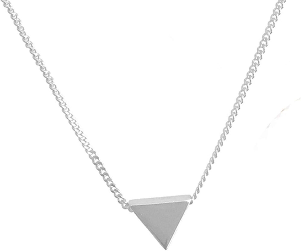 Minimalist 925 Sterling Silver Tiny Geometric Triangle Necklace for Women