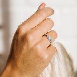 Angol Genuine Moonstone Ring Sterling Silver for Women Rainbow Moonstone Thumb Ring Minimalist Statement Band Finger Ring Dainty Trendy with Box - Image 5