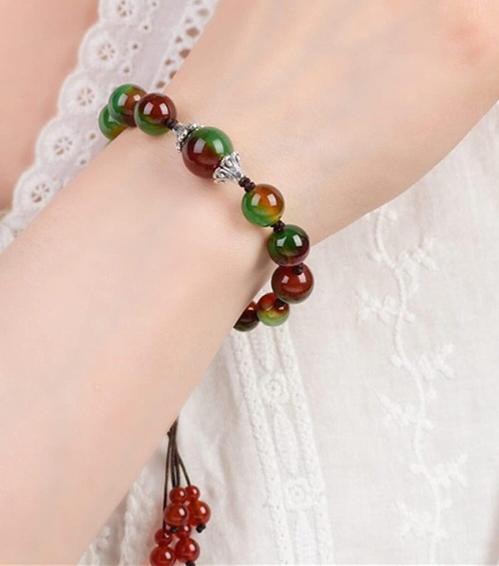 Beautiful Handmade Peacock Agate Beads Bracelet for Protection, Strength and Harmony - Image 4