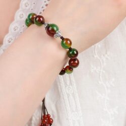 Beautiful Handmade Peacock Agate Beads Bracelet for Protection, Strength and Harmony - Image 4