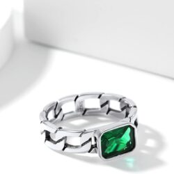 Silvora Cuban Link Chain Band Ring with CZ Sterling Silver Jewelry Wedding Engagement Gift with Delicate Packaging - Image 8