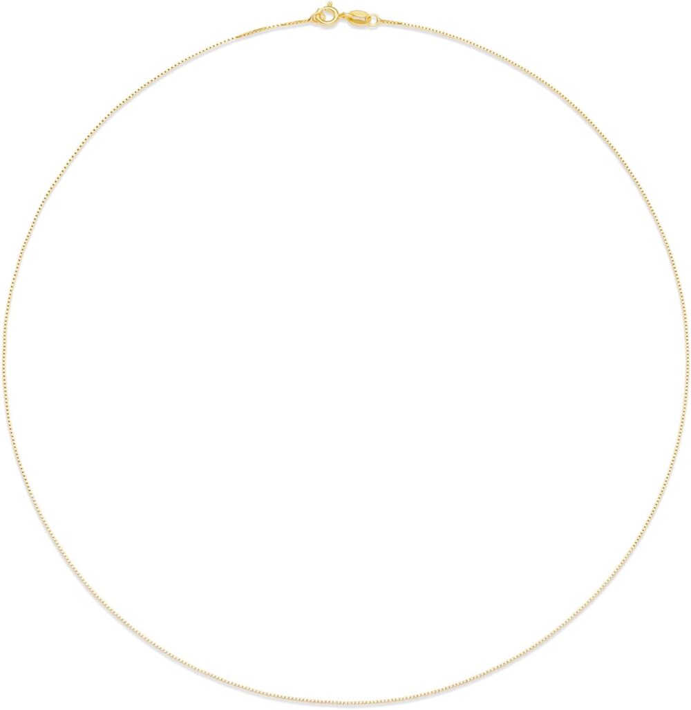 Amazon Essentials Sterling Silver Thin 0.8mm Box Chain Necklace | Available in Yellow Gold or Silver | 16", 18", 20", 24", or 30" (previously Amazon Collection) - Image 3