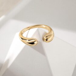 CIUNOFOR 14K Gold Plated Ring Simulated Diamond CZ Cocktail Rings for Women Gold Statement RingsWide Bands Parallel Bar Ring - Image 2