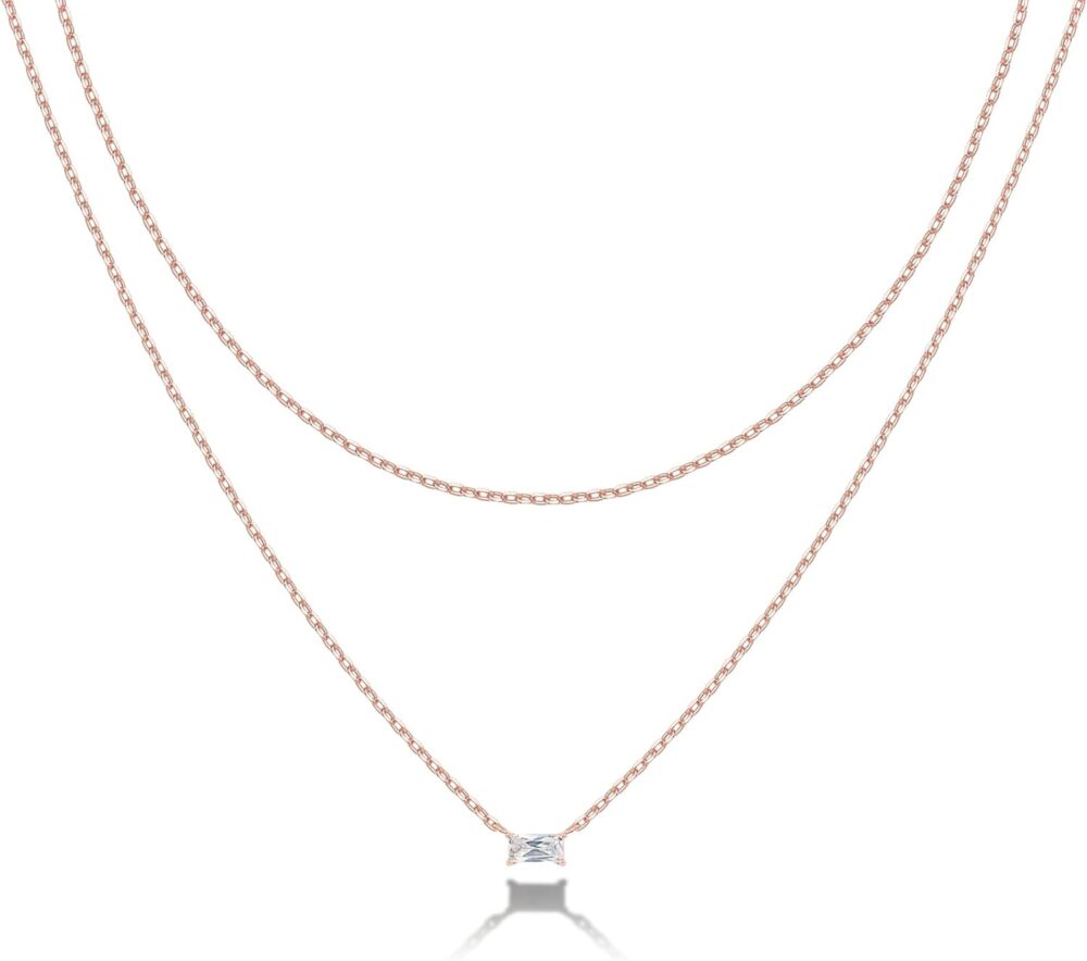 PAVOI 14K Gold Plated Layering Necklaces | Stylish Minimalist Design Pendant Necklaces | Bar, Lotus, Disc, Dog Tag, Horizontal Bar Pendants for Women