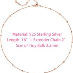 EPIRORA Choker Necklace for Women 925 Sterling Silver Gold Plated Dainty Satellite Bead Chain Pendant Minimalist Jewelry, 16''+2" - Image 2