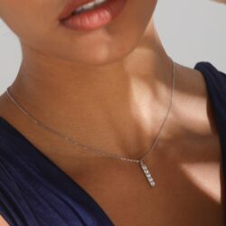 Handmade Sterling Silver Necklace Minimalist Pillar Moissanite Pendant With Gift Wrapped Box For Her Woman Wife Girlfriend Daughter Present For Birthday Valentine Wedding Anniversary - Image 4