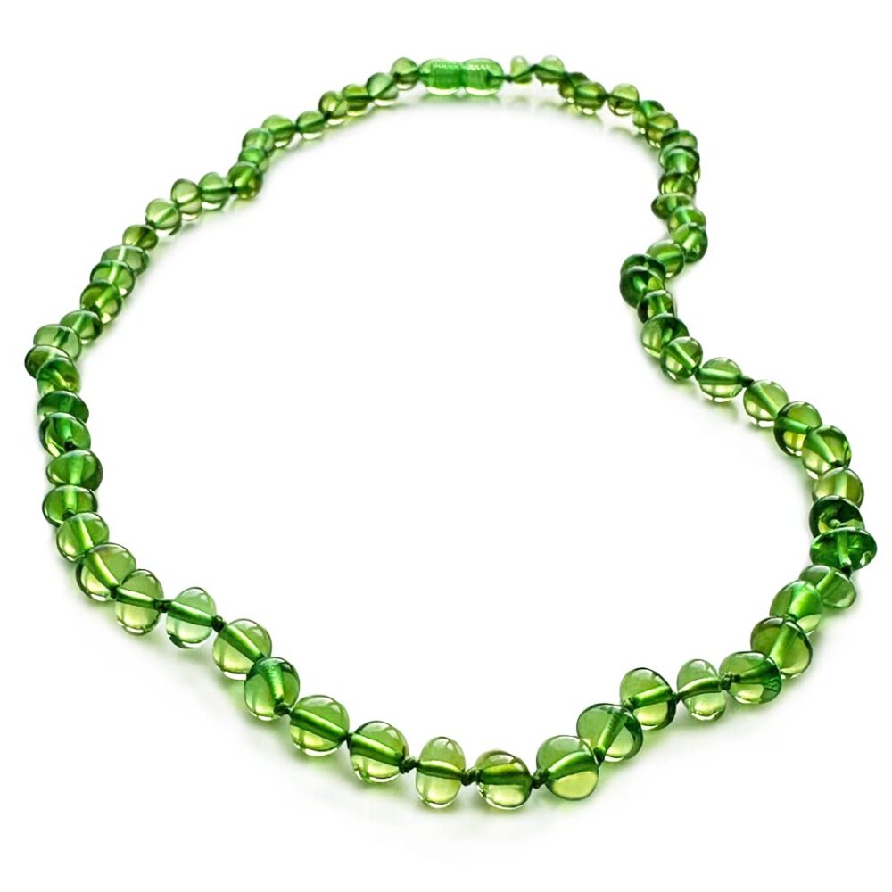 Amber Necklace for Women - HandMade Baltic Jewelry for Adult - 18 inch - 100% Genuine (Green)