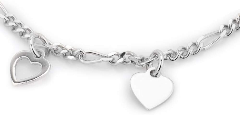 Vanbelle Sterling Silver Jewelry - Rhodium Plated with 925 Stamp - Hanging Open and Close Heart Bracelet - Elegant handcrafted - for Women - 6.5" long + 1" extender - Image 2