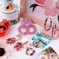 Duufin 24 Pairs Acrylic Earrings Resin Drop Dangle Earring Hoop Statement Earrings Polygonal Bohemian Fashion Jewelry Earrings for Women - Image 17