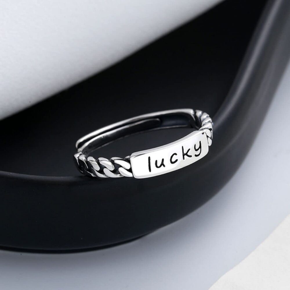 BOKIIWAY 925 Sterling Silver Lucky Ring for Women-Vintage Style Statement Bohemian Dainty Open Adjustable Ring for Women - Image 4