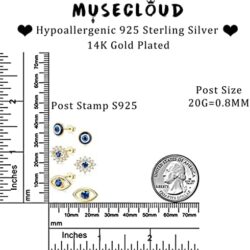 MUSECLOUD Evil Eye Earrings for Women White Gold Plated 925 Sterling Silver Evil Eye Stud Earrings Minimalist Blue CZ Eye Earrings Protection Jewelry - Image 5