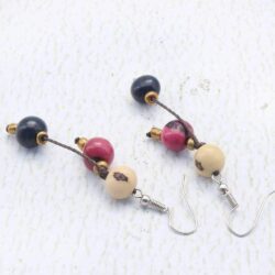 Multi Colored 5 Strand Bib Necklace and Earring Set with Acai Seeds - Handmade Tribal Jewelry for Women - Image 7