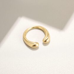 CIUNOFOR 14K Gold Plated Ring Simulated Diamond CZ Cocktail Rings for Women Gold Statement RingsWide Bands Parallel Bar Ring - Image 8