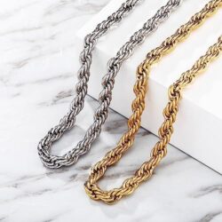 TOPGRILLZ Rope Gold Necklace for Women Choker Necklace Gold Chain for Men 8mm 14K Gold Plated Twist Rope Gifts for Women - Image 3