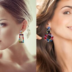 Duufin 24 Pairs Acrylic Earrings Resin Drop Dangle Earring Hoop Statement Earrings Polygonal Bohemian Fashion Jewelry Earrings for Women - Image 20