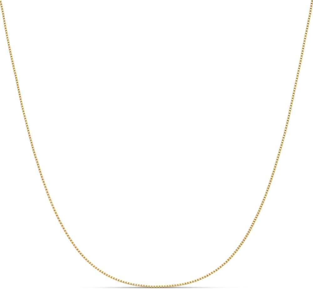 Amazon Essentials Sterling Silver Thin 0.8mm Box Chain Necklace | Available in Yellow Gold or Silver | 16", 18", 20", 24", or 30" (previously Amazon Collection)