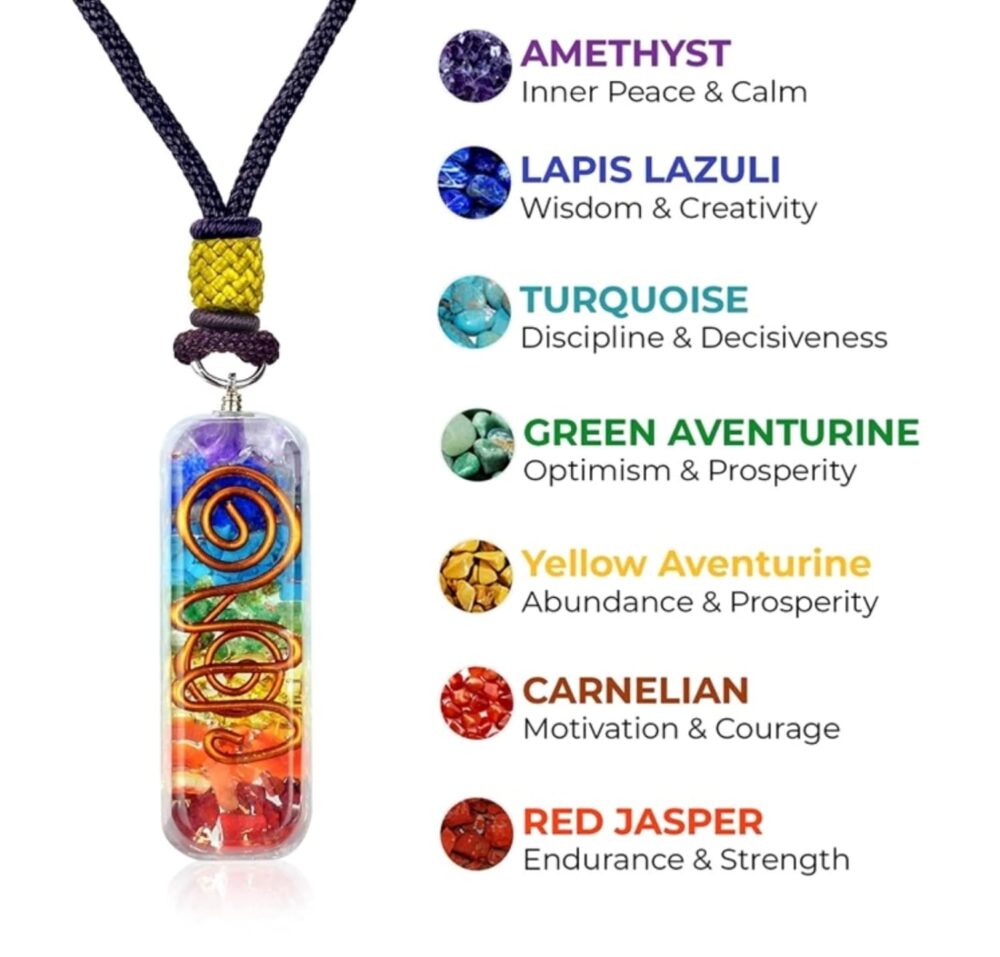 Orgone Chakra Healing Pendant - Adjustable Cord, 7 Chakra Stones Necklace for Energy Protection and Spiritual Healing - Image 2