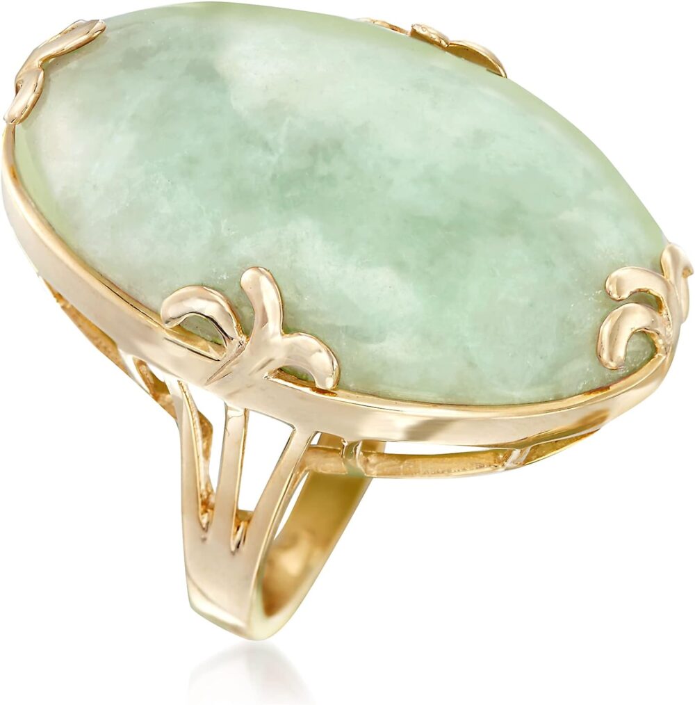 Ross-Simons Jade Ring in 18kt Gold Over Sterling - Image 3