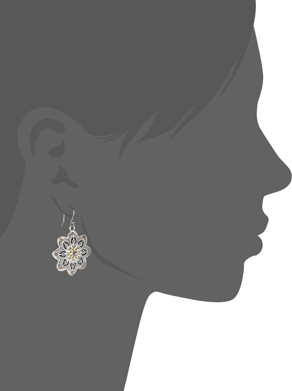 Lucky Brand Two-Tone Openwork Floral Drop Earrings - Image 2