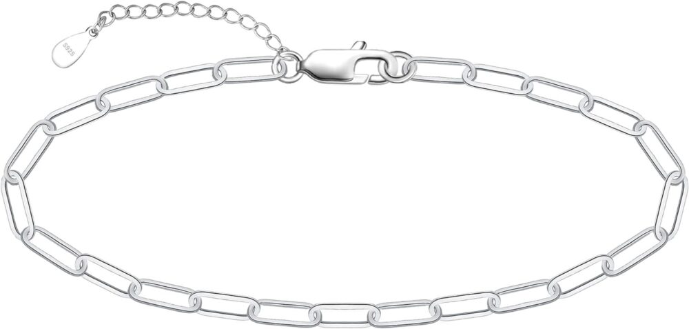 CHIC & ARTSY 925 Sterling Silver Ankle Bracelet Multilayer Anklets for Women Satellite, Star, Cross, Circle, Butterfly, Teardrop, Oval Disk Layered Anklet Beach Jewelry